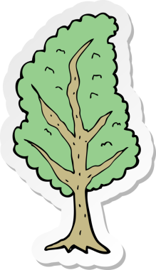 Bir insan tarafından çizilmiş karikatür ağacının çıkartması.