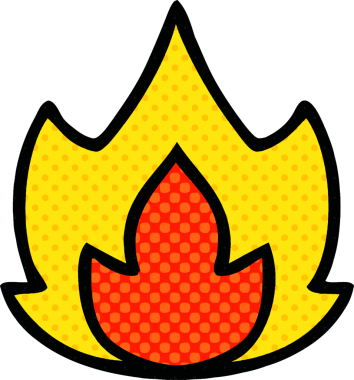 Bir insan tarafından çizilmiş çizgi roman tarzı bir ateş.