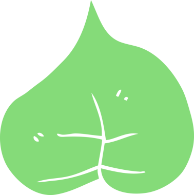 Bir insan tarafından çizilmiş düz renkli çizgi film yaprağı