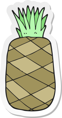 Bir insan tarafından çizilmiş bir ananasın çıkartması.