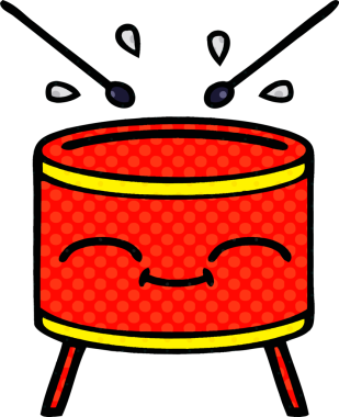 bir insan tarafından çizilmiş bir davul karikatürü.