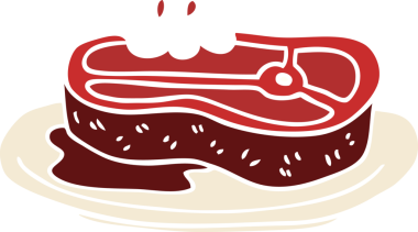 Bir insan tarafından çizilmiş az pişmiş biftek.