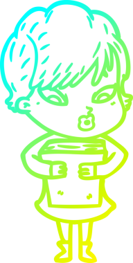 Bir insan tarafından çizilmiş bir karikatür kadın çizimi.