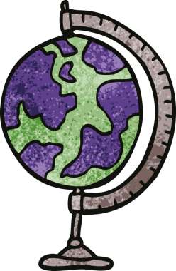 Bir insan tarafından çizilmiş bir dünya küresi karalaması.