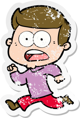 Bir insan tarafından çizilen şok olmuş bir adamın karikatür çıkartması.