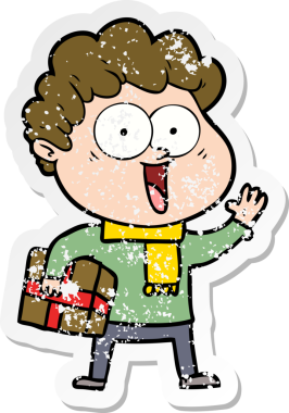 Bir insan tarafından çizilmiş mutlu bir adamın sıkıntılı çıkartması.