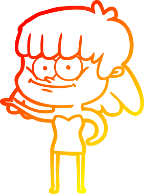 Bir insan tarafından çizilmiş gülümseyen bir karikatür çizimi