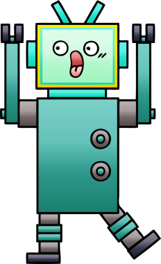 Bir insan tarafından çizilmiş bir robotun gölgelenmiş çizimi