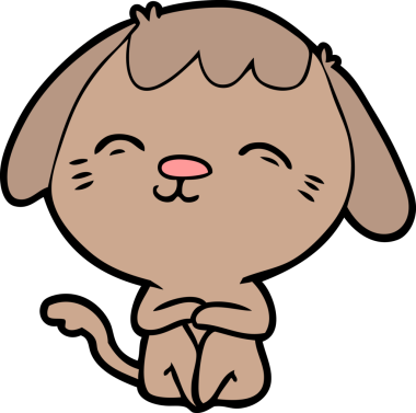 Bir insan tarafından çizilmiş mutlu çizgi film köpeği.