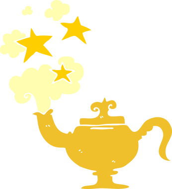 Bir insan tarafından çizilmiş sihirli bir lamba.