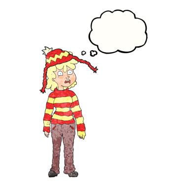 Bir insan tarafından çizilmiş serbest çizim düşünce balonu desenli çizgi film genci