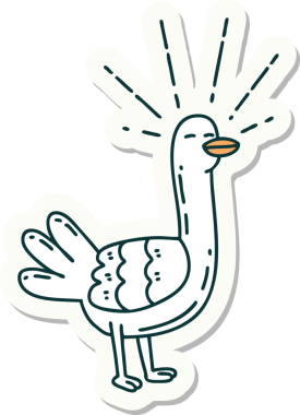 Bir insan tarafından çizilmiş dövme stili bir deniz kuşu çıkartması.