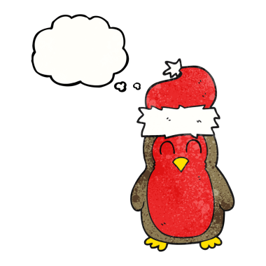 Serbest çizim düşünce balonu desenli bir çizgi film noel Robin bir insan tarafından çizildi