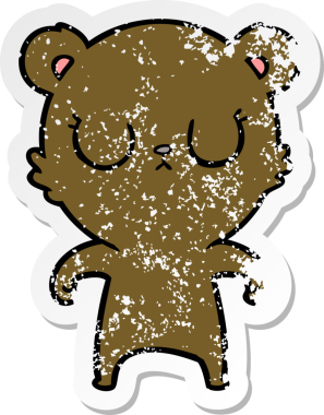 Bir insan tarafından çizilmiş barışçıl bir ayının sıkıntılı çıkartması.