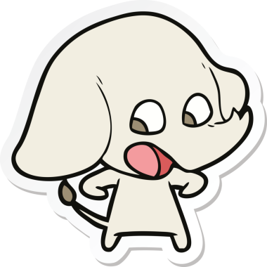 Bir insan tarafından çizilmiş şirin bir fil çıkartması.