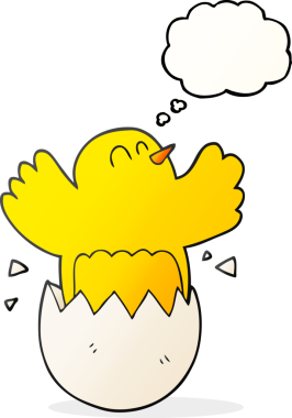 Serbest çizim düşünce baloncuğu karikatürü. Bir insan tarafından çizilmiş yumurta.