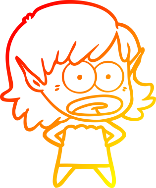 Bir çizgi film karakteri çizimi bir insan tarafından çizilmiş elf kızı şok etti.