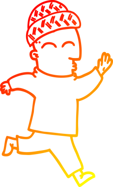 Bir insan tarafından çizilmiş şapkalı bir çizgi film karakteri.