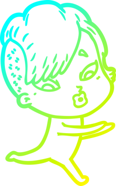 Bir karikatür çizimi, bir insan tarafından çizilmiş bir kızı şaşırttı.