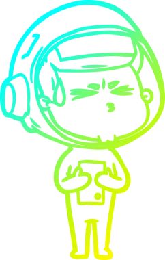 Bir insan tarafından çizilen soğuk gradyan çizgi çizimi stresli astronot