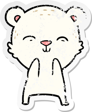 Bir insan tarafından çizilmiş mutlu bir kutup ayısının sıkıntılı çıkartması.