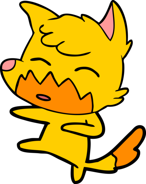 Bir insan tarafından çizilmiş tilki çizgi film karakteri