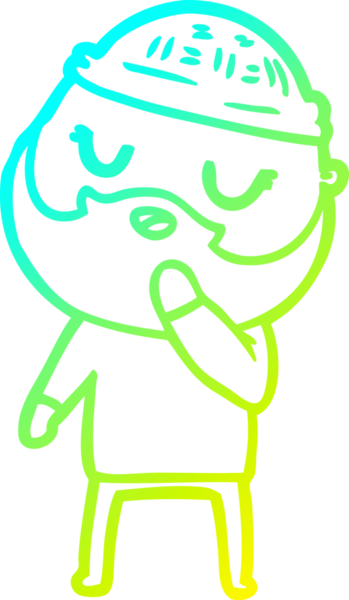 Bir insan tarafından çizilmiş sakallı bir çizgi film karakteri.