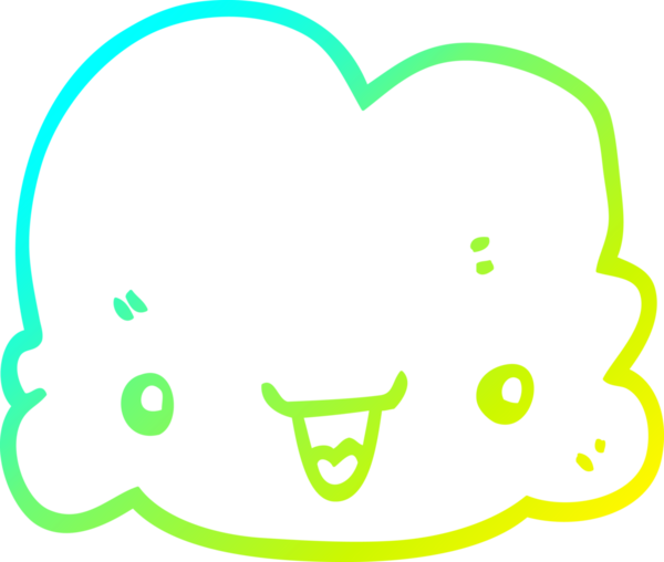 Bir insan tarafından çizilmiş küçük mutlu bulutun soğuk çizgi çizimi.