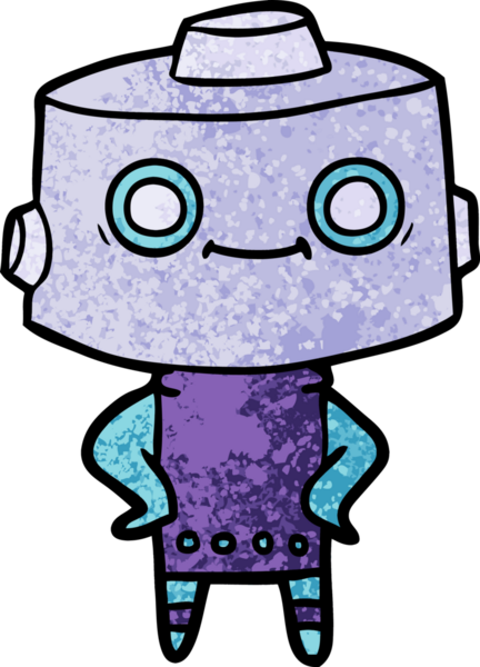 Bir insan tarafından çizilmiş çizgi film robotu