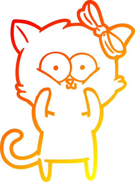 Bir insan tarafından çizilmiş çizgi film kedisinin sıcak çizgi çizimi