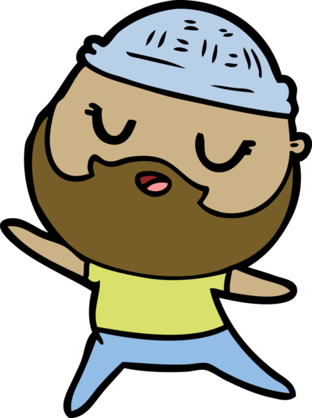 Bir insan tarafından çizilmiş sakallı bir çizgi film adamı.