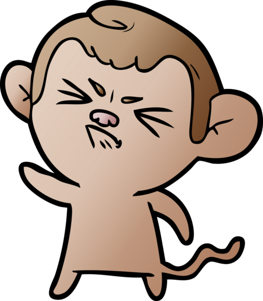 Bir insan tarafından çizilmiş kızgın maymun çizgi filmi.