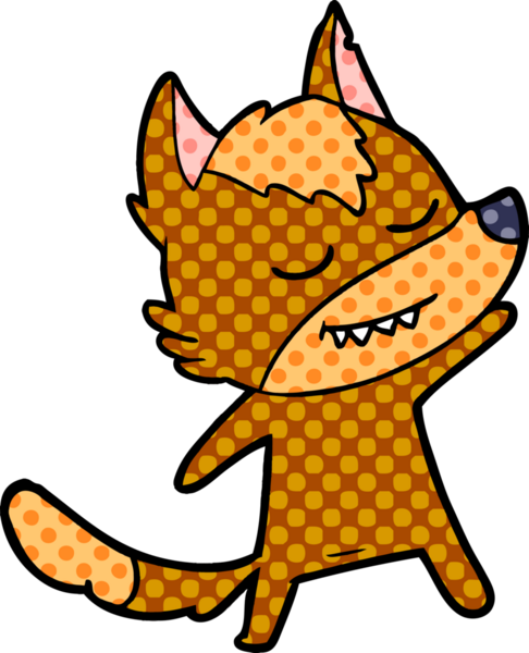 Bir insan tarafından çizilmiş tilki çizgi film karakteri