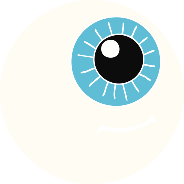 Bir insan tarafından çizilmiş düz renkli çizgi film göz.
