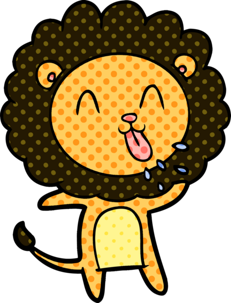 Bir insan tarafından çizilmiş mutlu çizgi film aslanı.