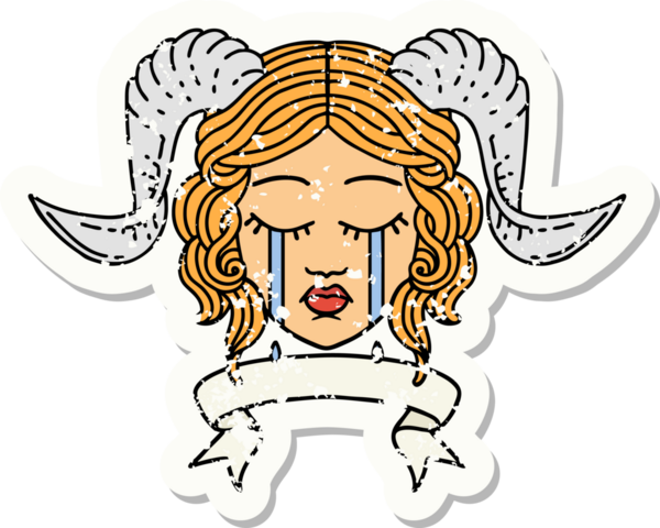 Bir insan tarafından çizilmiş parşömen pankartıyla bağlanmış bir ağlama çıkartması.