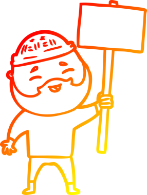 Bir insan tarafından çizilmiş mutlu sakallı bir adamın çizgi çizimi.