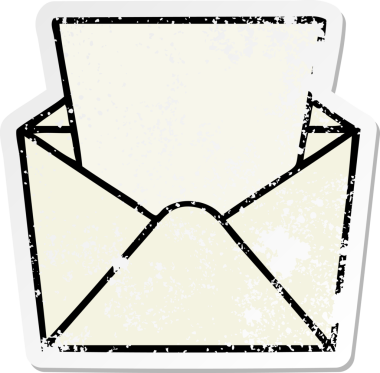 Bir insan tarafından çizilmiş garip bir el yazısı ve karikatür bir zarf.