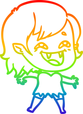 Gökkuşağı gradyan çizgi çizimi Bir insan tarafından çizilmiş gülen vampir kız çizgi filmi