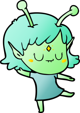 Bir insan tarafından çizilmiş uzaylı kız.