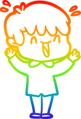 Gökkuşağının gradyan çizimi bir insan tarafından çizilmiş bir çizgi film karakteri.