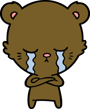 Bir insan tarafından çizilmiş ağlayan çizgi film ayısı.