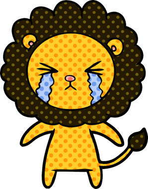 Bir insan tarafından çizilmiş ağlayan bir aslan.