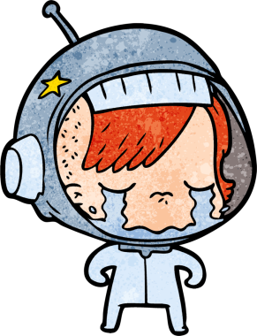 Bir insan tarafından çizilmiş ağlayan astronot kız.