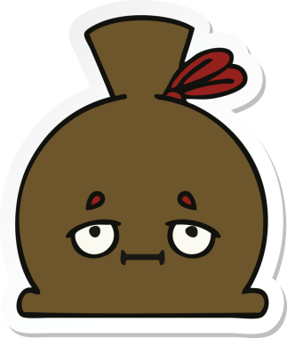 Bir insan tarafından çizilmiş şirin bir karikatür çuvalı.