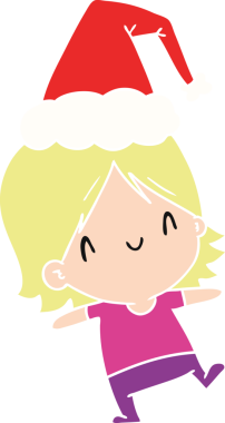 Bir insan tarafından çizilmiş Kawai kızının el çizimi Noel karikatürü.