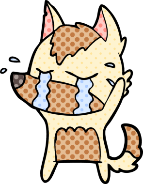 Bir insan tarafından çizilmiş ağlayan kurt çizgi filmi.