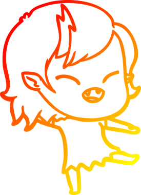 Bir insan tarafından çizilmiş gülen vampir kız çizgi filmi.