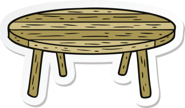 Bir insan tarafından çizilmiş bir karikatür masasının çıkartması.