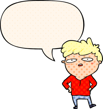 Bir insan tarafından çizilmiş çizgi roman tarzında konuşma balonu olan sabırsız bir adam.